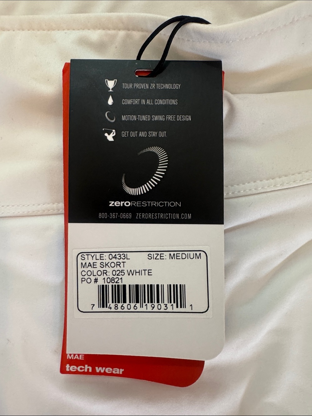 Zero Restriction Women's White Mae Skort Tennis Athletic Skirt Size M New w Tags - Picture 7 of 9